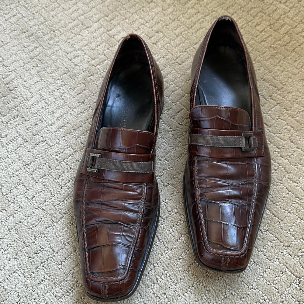 Armani Alligator Men’s Brown Leather Slip-ons size 44 (US 10)